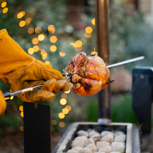Cooking a chicken with Wooshka Rotisserie Kit Cooking a chicken with Wooshka Rotisserie Kit